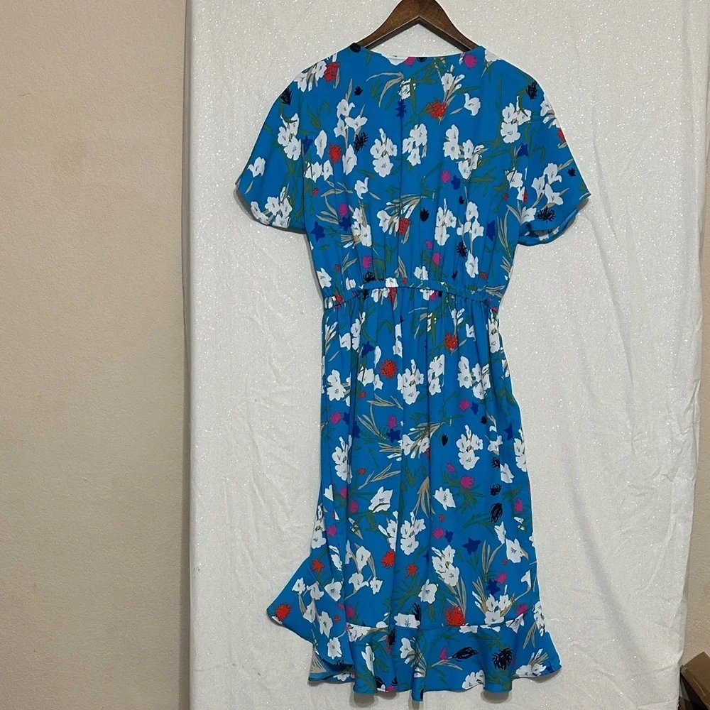 J. Crew Factory Blue Floral High Low Dress - Picture 3 of 6